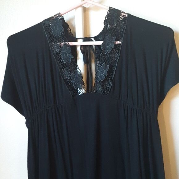 LUX BLACK OPEN BACK CAP SLEEVE MINI DRESS M - Picture 2 of 5